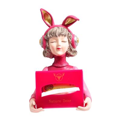 China Punch-free Africa Bunny Girl Toilet Paper Towel Cartoon Towel Case Wall Hanging Decoration Ornament Creative Tissue Box Holder for sale