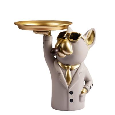 China Multi-Functional Home Room Cool Decor Sculpture Fashion Table Decoration Africa Bulldog Desktop Storage Figurine Miniature for sale