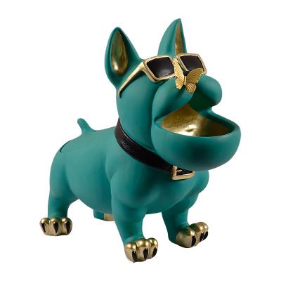 China 2021 Africa style Nordic creative resin mouth bulldog jewelry storage box the big carves with tissue box for sale