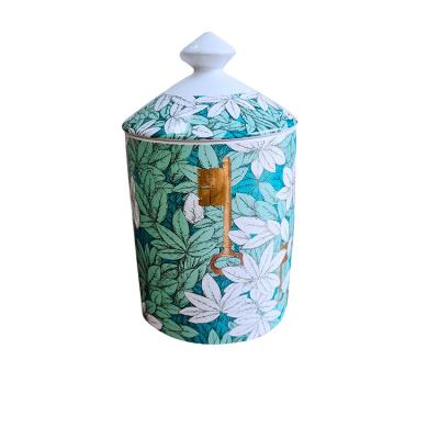 China ZC Sustainable OEM Luxury Empty Customized Green Ceramic Jars Bracket Family Decoration Jewelry Storage Jars Or Kitchen Ceramic Box for sale