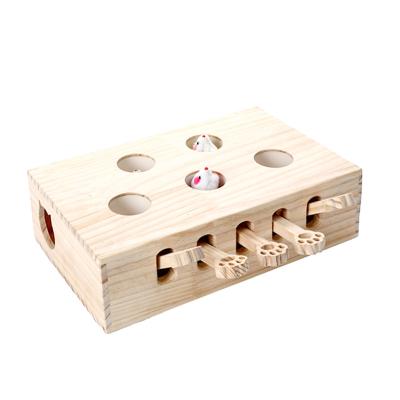 China 2021 New Design Viable Exercise Cat Funny Toys Interactive Maze Wooden Solid Beat A Mole Mouse Game Pet Whac-A-Mole Cat Games for sale