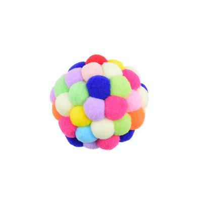 China Interactive Sustainable Wholesale Custom Toys Ball Plush Colorful Cat Toys With Ring Bell Yarn Cat Ball for sale