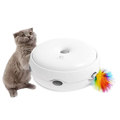 China Maker Supply Sustainable Electronic Smart Pet Toy Automatic Interactive Funny Toy With Feather Stick for sale