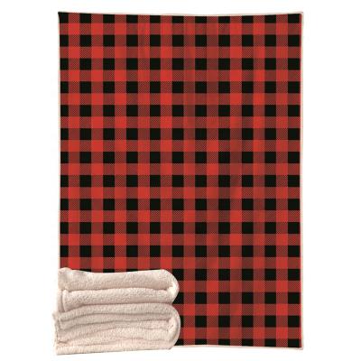 China PORTABLE Warm Monogrammed White Red Buffalo Winter Buffalo Plaid Blankets for sale