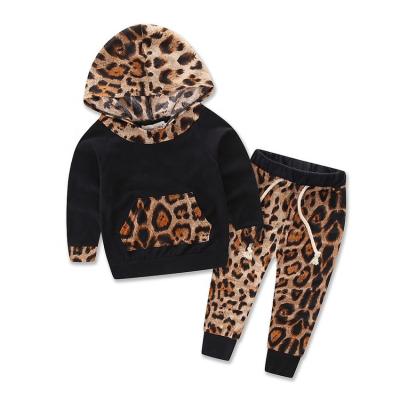 China Wholesale Breathable Floral Leopard Print Casual Cute Toddler Outfits Baby Clothing Sets for sale