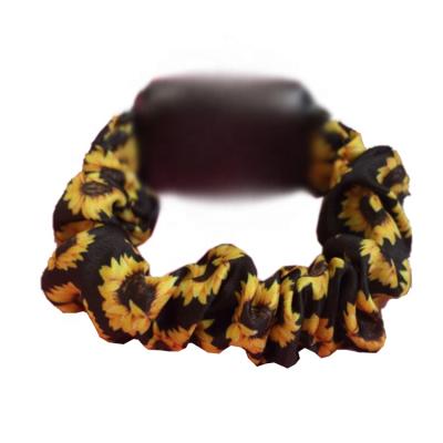 China New Arrived Custom Sunflower Acrylic Printed Slowly Elastic Scrunchie Watch Band for sale