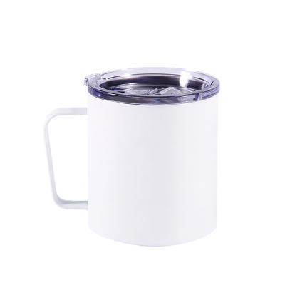 China Viable Wholesale Custom 12oz 14oz Sublimation Stainless Steel Vacuum Mugs With Handle And Silicone Lid for sale