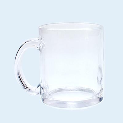 China Amazon Best Seller 11oz Sublimation Clear Frosted Beer Mug Glass Mug With Handle for sale