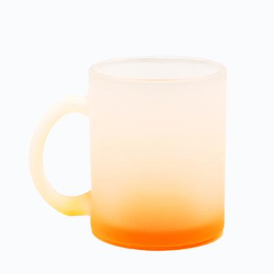 China Wholesale 11oz Viable Gradient Color Coffee Mug Frosted Glass Beer Mug With Handle for sale