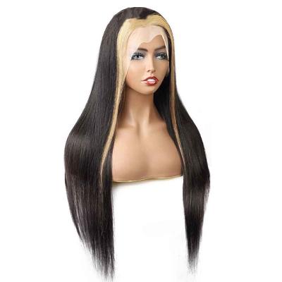 China Brazilian Straight Hair Lace Front Straight Human Hair Ombre Colored Hair Lace Closure 10A Grade Wigs Blonde Highlights for sale