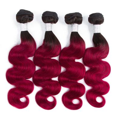 China Body Wave 1B Ombre Body Wave Shape Hair Weave Distributors Burg Color Hair Extension Weft Long For Women for sale