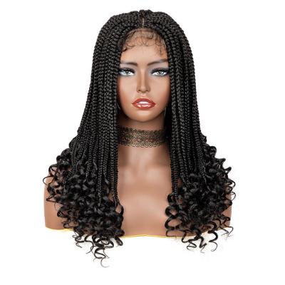 China 18 Inch Synthetic Standoff Wave Glueless Braided Maker Lace Front Braided 4*4 Closure Wig for sale