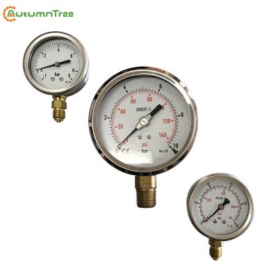 China Stainless Steel With Roll Ring Heavy Duty Pressure Gauge 2.5