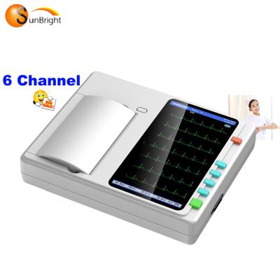 China Cheap Portable Metal Ecg Machine 6 Channel China Hospital Color Screen ECG Simulator 12 Advance ECG Machine for sale