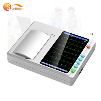 China Metal Lead ECG Interpretation Digital ECG Machine 3 Channel Portable Electrocardiogram SUN-7062 for sale