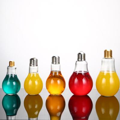 China LED Light Bulb Drinking Cup Bulb Packing Glass Shaped Bottle Glass With Straw Beverage Bottles for sale