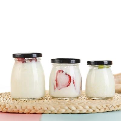 China Mini Yogurt 50ml 100ml 200ml Reusable Pudding Glass Jar With Lid for sale