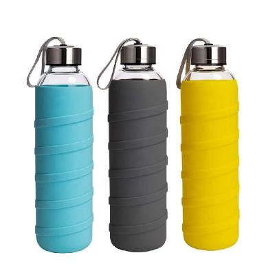 China Factory Wholesale Reusable Silicone Case Glass Bottle Protective Silicone Sleeve Glass Water Bottle for sale