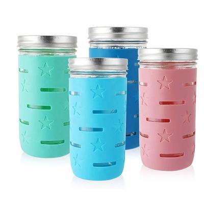 China Factory Wholesale Reusable Silicone Case Glass Bottle Protective Silicone Sleeve Glass Water Bottle for sale