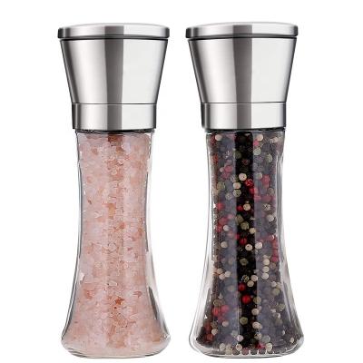 China Food Salt Pepper Mills Pepper Grinders With Glass Manual Body for sale