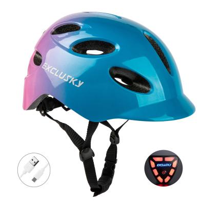 China Exclusky Color LED Light Adult Led Bike Helmet With USB Rechargeable Safety Light For Urban Helmets CE Certified for sale