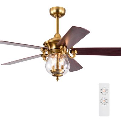 China With Light Modern Luxury Best Decorative Energy Saving DC Motor Wood Blade Ceiling Fan With Light for sale