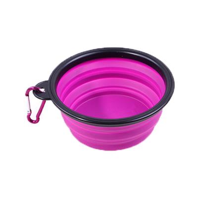 China 2023 Automatic Collapsible Pet Bowl Portable Collapsible Silicone Puppy Food Container Driver witn Hook For Dog Outdoor Camping Accessories for sale