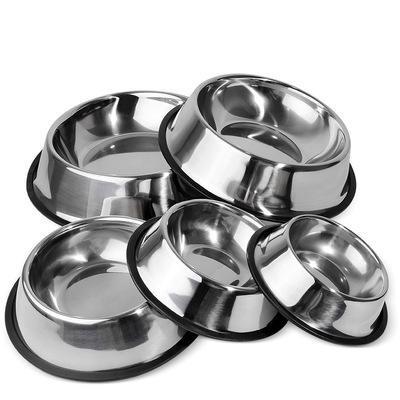 China Best Sustainable Selling Non-Slip Stainless Steel Pet Raised Food Bowl Pet Bowls And Feeders Water Bowl With Rubber Bottom for sale