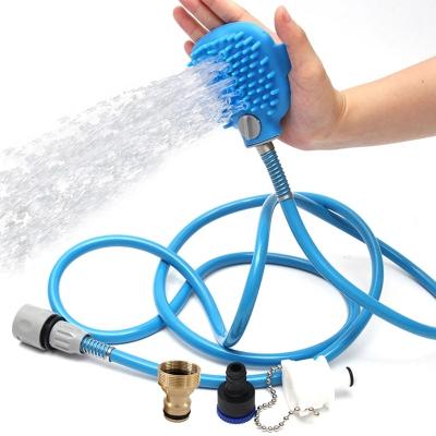 China Stocked Dog Shower Pet Bathing Tool Pet Grooming Head Brush with Hose Attachment Suitable for Indoor Outdoor Garden for sale