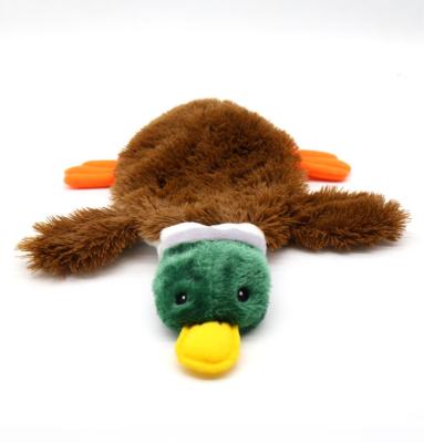 China Amazon Stocked Hot Selling Washable Plush Material Dog Toys Tear-Resistant Duck Chew Toothbrush Toy Built-in Voice Airbag for sale