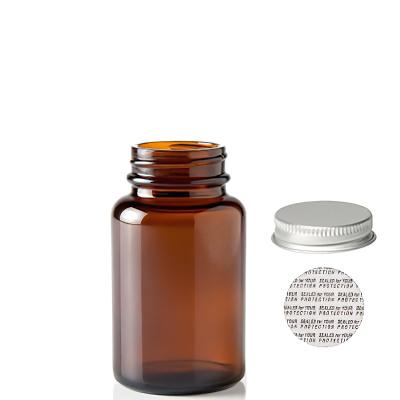 China Medicine 60ml 120ml 150cc 200ml 250ml Pharmaceutical Amber Container Glass Pill Vitamin Bottle With Silver Foil Cap With Seal for sale