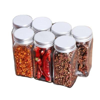 China Freshness Conservation 12pcs Clear Spice Jar Kitchen Organizer Storage Holder Container Glass Spice Bottles Camping Condiment Containers With Lid for sale