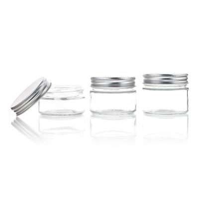 China Household Products Glass Jar Containers With Metal Lid Wide Mouth 100ml 150ml 170ml Right Side Glass Jar For Honey for sale