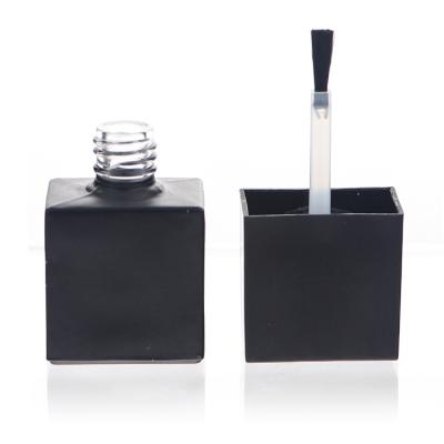 China Cosmetic Design Your Own 10ml Square Black Gel Nail Polish Remover Glass Empty UV Bottle With Brush for sale