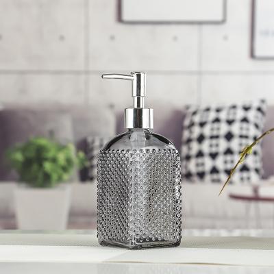 China Personal Care Bathroom Pineapple Shape 400ml 500ml 10oz Glass Soap Dispenser Bottle Lotion Bottle With Pump for sale