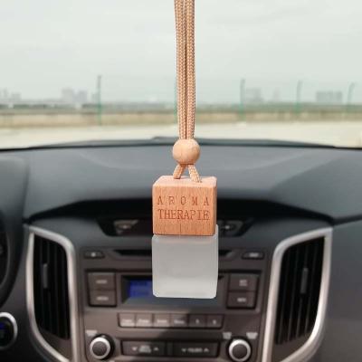 China Wholesale 8ML Logo Car Hanging Perfume Cosmetic Custom Air Freshener Diffuser Empty Square Frosted Glass Bottle for sale