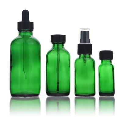 China 10/15/20/30/50/100/500ml Aromatherapy Essential Oil Trigger Sprayer Green Spray Pump Glass Bottles Cosmetic Container for sale