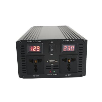 China Dual Display Dual Socket Sine Wave Solar Power Inverter Pure CE RoSH Certificated 12V 24V 220V 1000W 28*15*9CM for sale