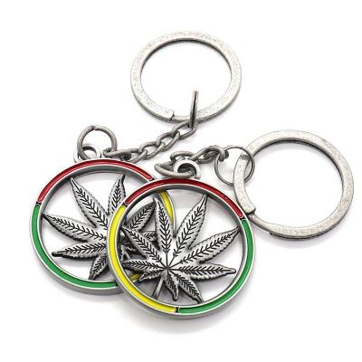 China Creative High Quality Fashion Beautiful Key Chain Keychain Alloy Two Color Metal Grade OEM Factory Creative Metal Leaf Pattern for sale