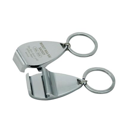 China Character Bottle Opener Mirror Shape Zinc Alloy Material Simple Multi Ring Practical Keychain for sale