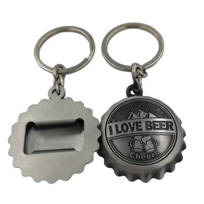 China Simple Multi Ring Shape Opener Bottle Character Design Practical Key Ring Creative Zinc Alloy Mirror Material for sale