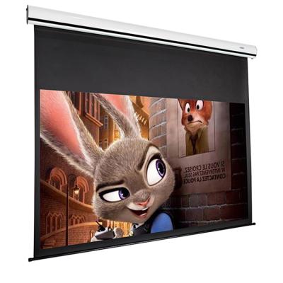 China HD Electric Plastic Small 16:9 Electric Projector Screen 150 Inch White TV Projector Screen for sale