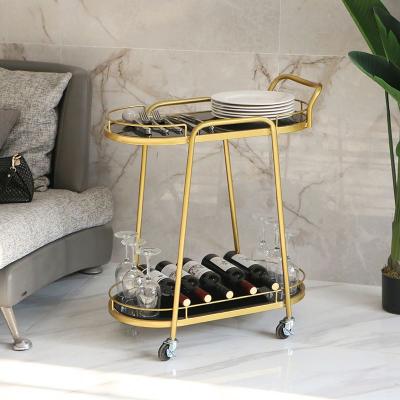 China Easy To Use And Durable Mobile Dining Trolley Coffee Tea Stand Trolley With Storage Shelf For Kitchen Home Living Room for sale