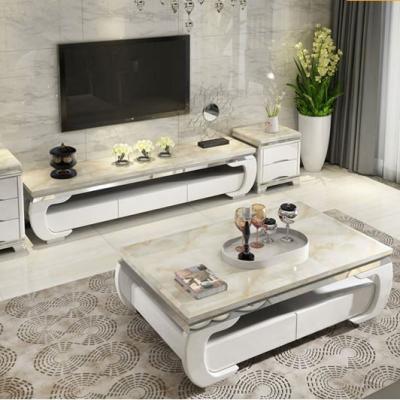 China Modern Simple Solid Wood Easy Clean Stainless Steel Family Living Room Tea Table Marble Suit Cabinet Small Combination Tea Table for sale