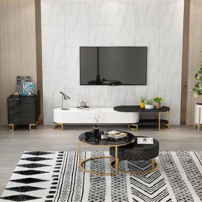 China Nordic modern light luxury marble top table tea table beside table combination marble topcoffee table simple TV cabinet for sale