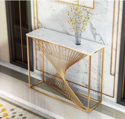 China (Others) Hot Selling Modern White Marble Top Tables Adjustable Iron Legs Console Table Console Table Corridor for sale