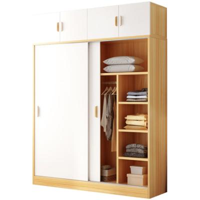 China Sliding door small foldable storage cabinet bedroom household wardrobe simple hanging wardrobe for sale