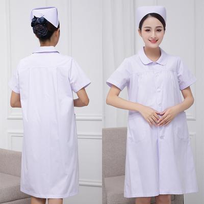 China Long Sleeve Neck Nurse Dress Blue Female Round Skin Maternity Management Hospital Nurse Dress Coat Doctor Coat White Pregnancy Work Clothes for sale