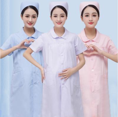 China Long Sleeve Neck Nurse Dress Blue Female Round Skin Maternity Management Hospital Nurse Dress Coat Doctor Coat White Pregnancy Work Clothes for sale