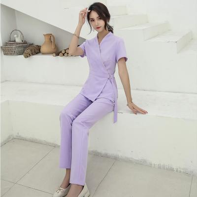 China Classical Beautician Clothing Pedicure Foot Bath Technician Clothing Suit Hotel Beauty Salon Workwear Technician Coveralls for sale